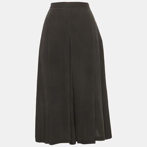 Max Mara Studio Black Crepe Box Pleat Midi Skirt S